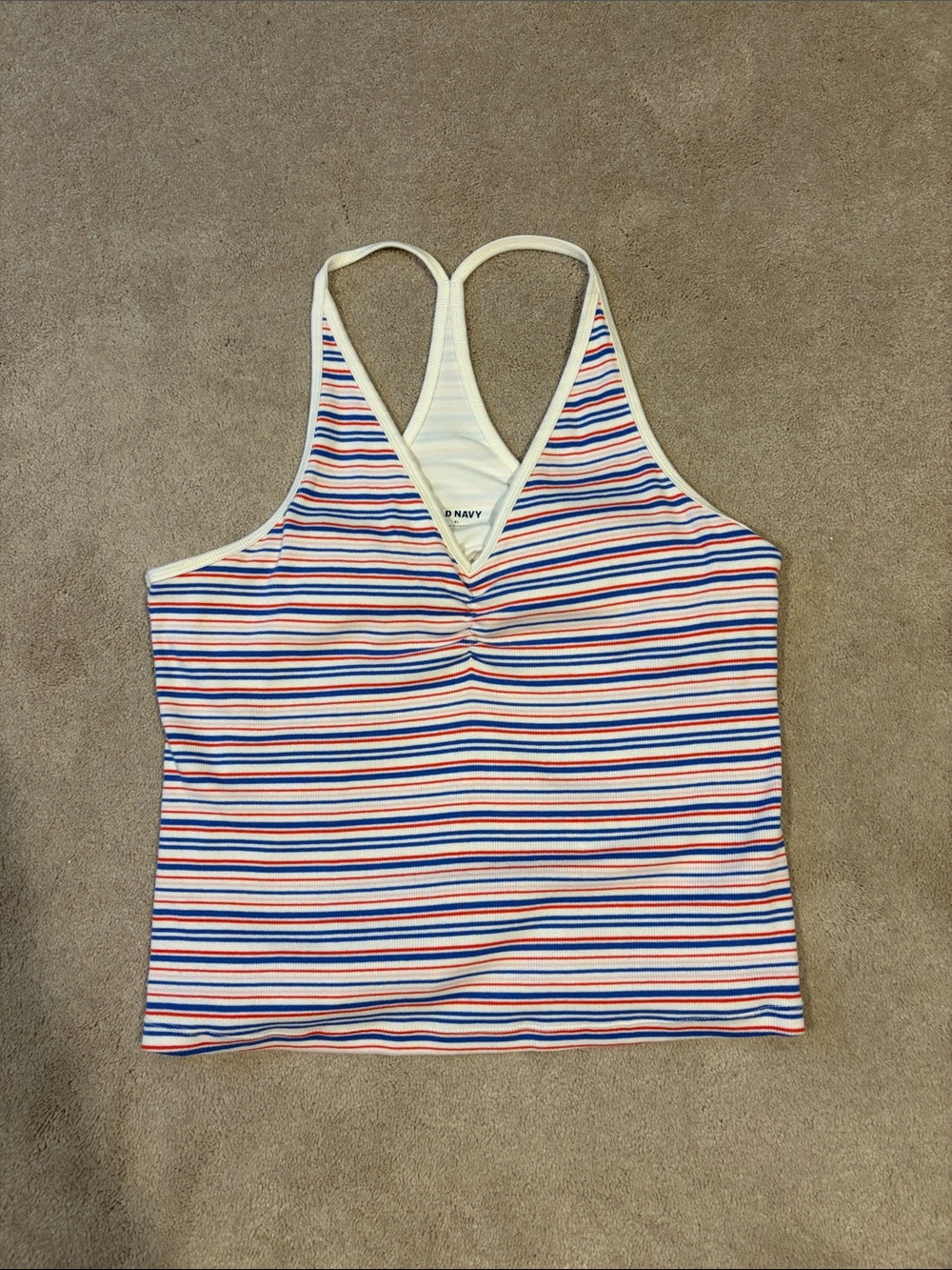 Old Navy white, blue & red striped racerback tank